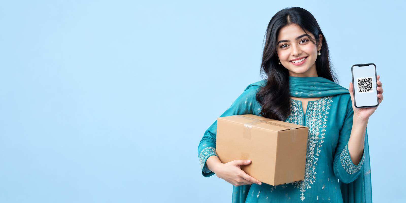 Customer receiving a JRIFA parcel and paying with Bangla QR